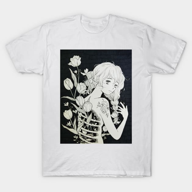 Girl Bones Flower 3 T-Shirt by yunzhen_ho